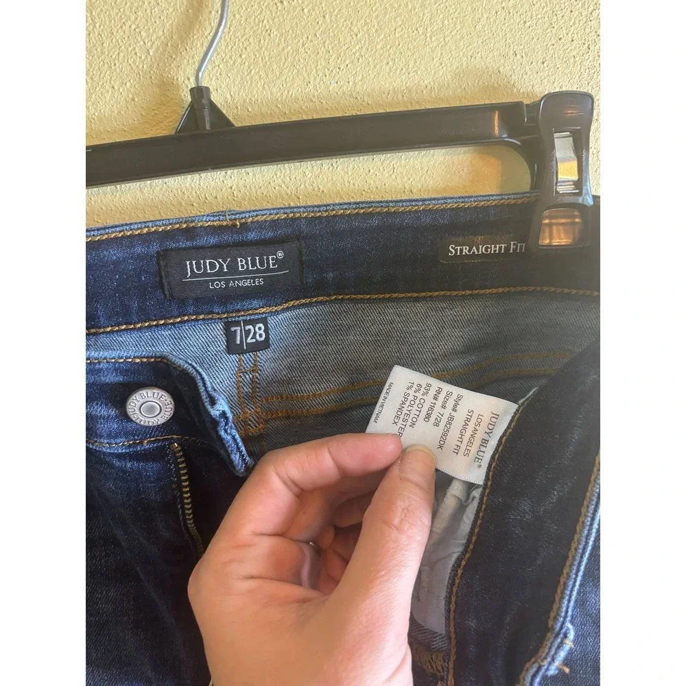 Judy Blue Straight Fit‎ Women's Denim Blue Jeans Distressed Size 7/28